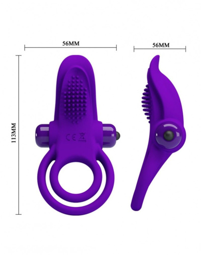 LyBaile Pretty Love Vibro Penis Ring - Эрекционное кольцо с вибрацией, 11.3х5.6 см (фиолетовый)